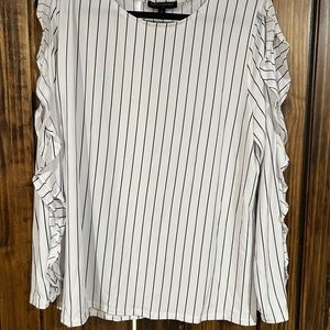 Banana Republic Factory White and Black Striped Blouse